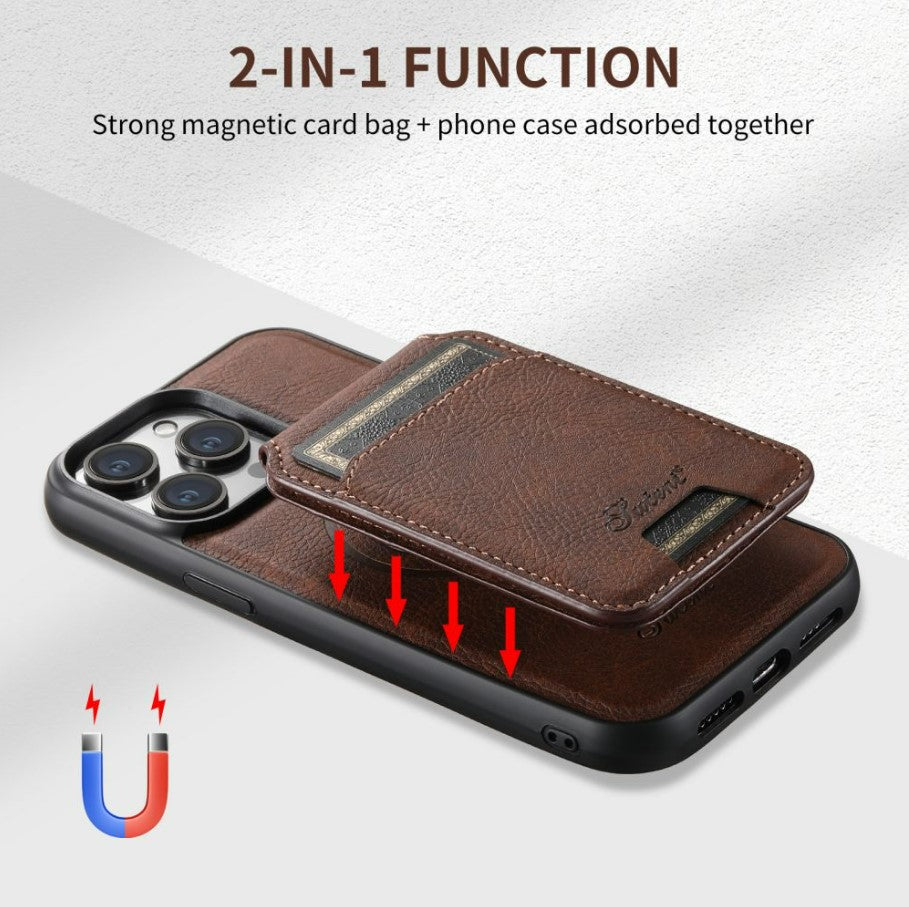 iPhone case Anti drop 2-in-1 card insertion case protective cover - Brown_3