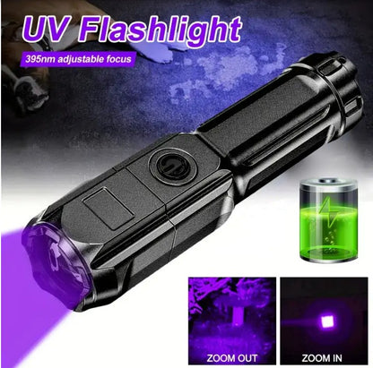 UV Flashlight UV395NM Rechargeable Torch 3 Modes_1