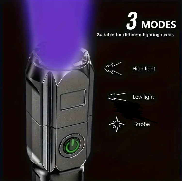 UV Flashlight UV395NM Rechargeable Torch 3 Modes_2